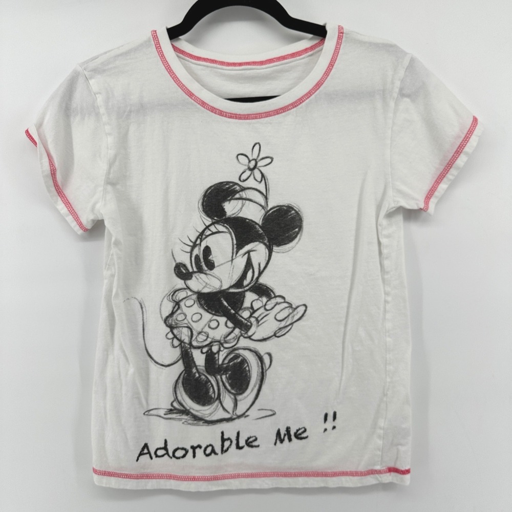 Disney Character.com Minnie Mouse Adorable Me Sketch Graphic T-Shirt White Small